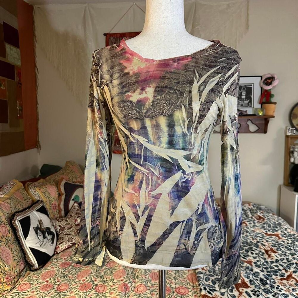 2009 Xhileration Fairy Grunge Long Sleeve with Sheer Paneling